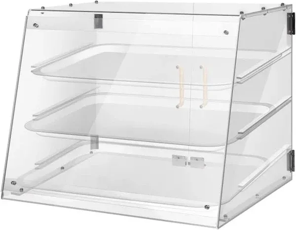 YBSVO 3 Tray Commercial Countertop Bakery Display Case with Rear Doors - 21" x 17 3/4" x 16 1/2"