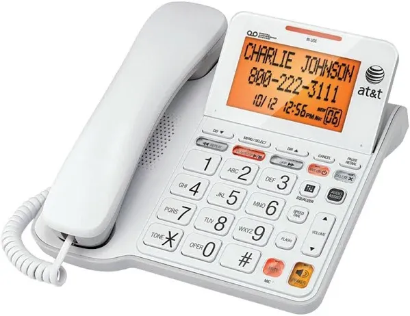 AT&T CL4940 CORDED PHONE WITH ANSWERING SYSTEM & LARGE TILT DISPLAY, Model#: CL4940