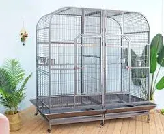 Seny Double Bird Cage with center divider for Parrot Macaw Aviary W64xD32xH73