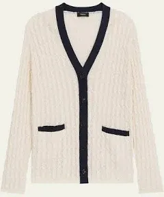 Theory Women's Contrast Cable Knit Cardigan