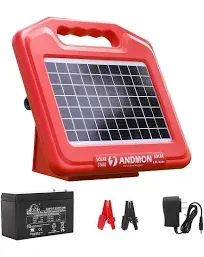 ANDMON 30 Miles Solar Fence Charger, 0.53 Joule Solar Electric Fence Charger ...