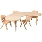 35x65 Natural Kids Table Set YU-YCX-0043-2-MOON-TBL-NAT-E-GG