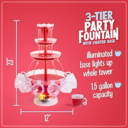 Nostalgia 3-Tier Lighted Party Fountain