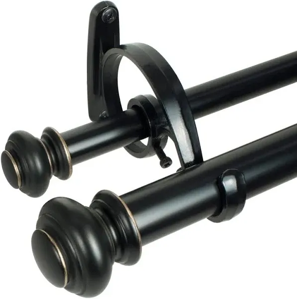 Double Curtain Rod Set Drapes 72 in. - 144 in. Urn Antique Bronze Adjustable