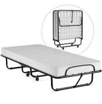 Costway Portable Memory Foam Folding Bed with Mattress Rollaway Cot