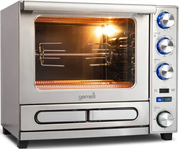 Gemelli Home Oven, Professional Grade Convection Oven with Built-In Rotisserie