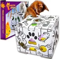  Sliders – Puzzle Toy for Indoor Cats – Treat Box Interactive Maze – 