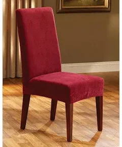 sure fit Stretch Piqué Short Dining Chair Slipcover  RED washable