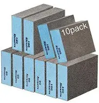 Onarway Sanding Sponges 10 Pack Wet and Dry Dual-use, Coarse and Fine Sanding Blocks - 60/80/100/120/180/220 Grits 6 Different Specifications, Washable and Reusable, Ideal for Wood Metal Polishing