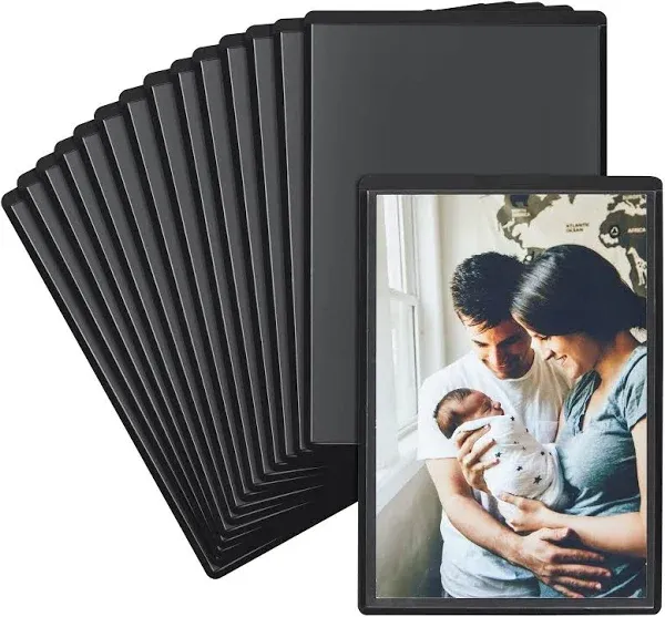 Juvale 15 Pack 4x6 Black Magnetic Picture Frames with Clear Cover