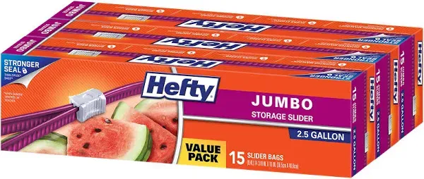 Hefty Slider 2.5 Gallon Jumbo Storage Bags