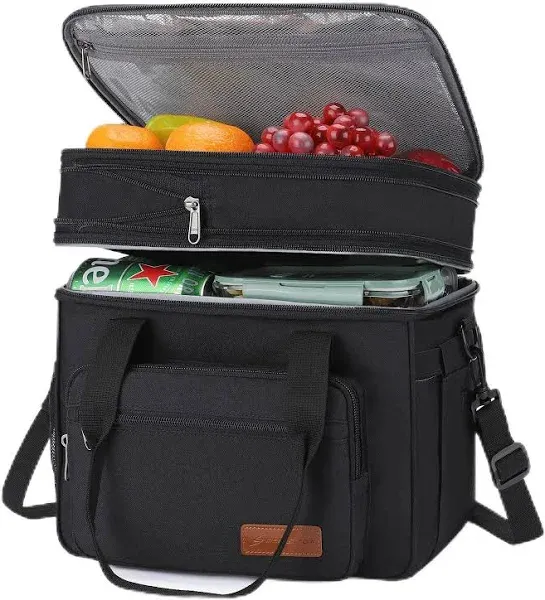 Maelstrom Lunch Bag Women,23L Insulated Lunch Box For Men Women,Expandable Double Deck Lunch Cooler Bag,Lightweight Leakproof Lunch Tote Bag With Side