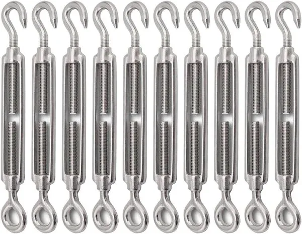 FVIEXE 10Pack M6 Turnbuckle Hook and Eye, Stainless Steel Cables Wire Turnbuc...