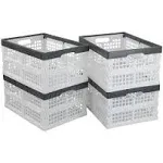 Teyyvn 4-Pack Collapsible Milk Crates 15L Plastic Stackable Storage Bins Utility Folding Baskets