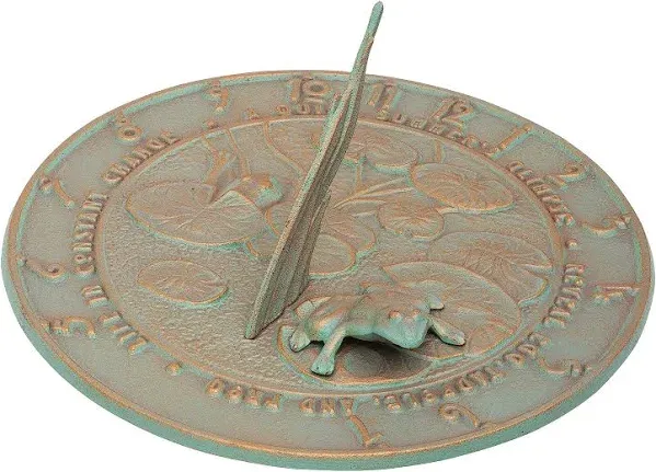 Frog Sundial - Copper Verdigris