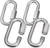 3/8" Quick Links,Alele (10mm) 4 Packs Stainless Steel Chain Links Connector,M10 Heavy Duty D Shape Locking Looks for Carabiner, Hammock, Camping and Outdoor Equipment