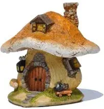 Top Collection 4196 Mushroom Fairy House Figurine, orange green Orange Green 