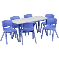 Flash L Rectangular Plastic Height Adjustable Activity Table Set Chairs YU-YCY-060