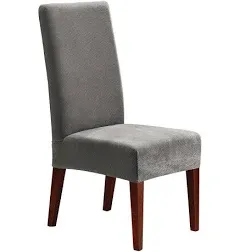 Sure Fit Stretch Pique Short Dining Chair Slipcover, Flannel Grey