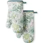 Martha Stewart Succulents Oven Mitt 2-Pack Set, Green, 7&#034;x13&#034; 