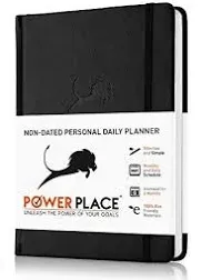 Day Planner - Professional Goal Planner, Calendar & Gratitude Journal to Increase Productivity, Time Management & Happiness - Vegan Leather Softcover, 24 Hourly Planner, Undated 6 Months Work Planner