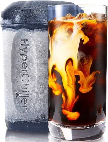 HyperChiller HC2CB Patented Iced Coffee/Beverage Cooler, NEW, IMPROVED,STRONGER AND MORE DURABLE! Ready in One Minute, Reusable for Iced Tea, Wine, Spirits, Alcohol, Juice, 12.5 Oz, Charcoal Black