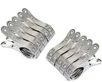 FOMMEN outdoor heavy duty clothespins 10 Pack large Stainless Steel Quilt Clips,Beach Towel Clips,curtain clamps,rubber tipped metal clothes