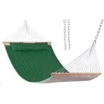 Lazy Daze 12 ft Double Quilted Fabric Hammock with Spreader Bars and Detachable Pillow, 2 Person Hammock for Outdoor Patio Backyard Poolside, 450