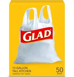 Versatile 13 Gallon Kitchen Trash Bags - 50 Count Pack, Handle-Tie Closure