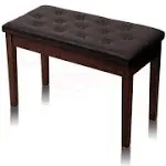 Griffin Brown Wood PU Leather Piano Bench | Double Vintage Design, Ergonomic Chair Musicians Keyboard Stool | Cushion Duet Seat &amp; Sheet Music Storage