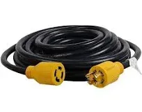 MaxWorks 80841 25 Ft. Heavy Duty 4-Prong Twist Lock 125V/250V 30 Amp L14-30P (Male) L14-30R (Female) Generator Extension Cord, Black and Yellow