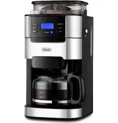 Gevi 10-Cup Drip Coffee Maker with Built-in Grinder, Programmable Brew Coffee Machine with Timer, Reusable Filter, 1.5L Water Tank, Coffee Pot, Warming Plate Burr Grinder Combo