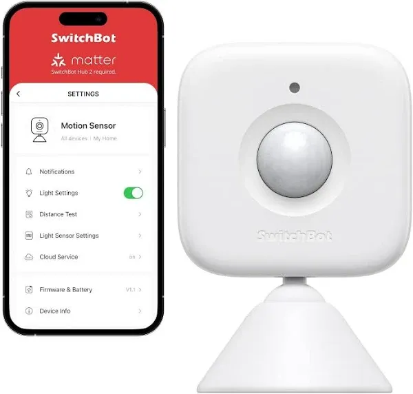 SwitchBot Motion Sensor Smart Motion Sensor Built-In Light Sensor Pir Motion Detector Alert