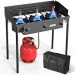 ROVSUN 3 Burner Outdoor Propane Gas Stove with Regulator 225,000 BTU Camping