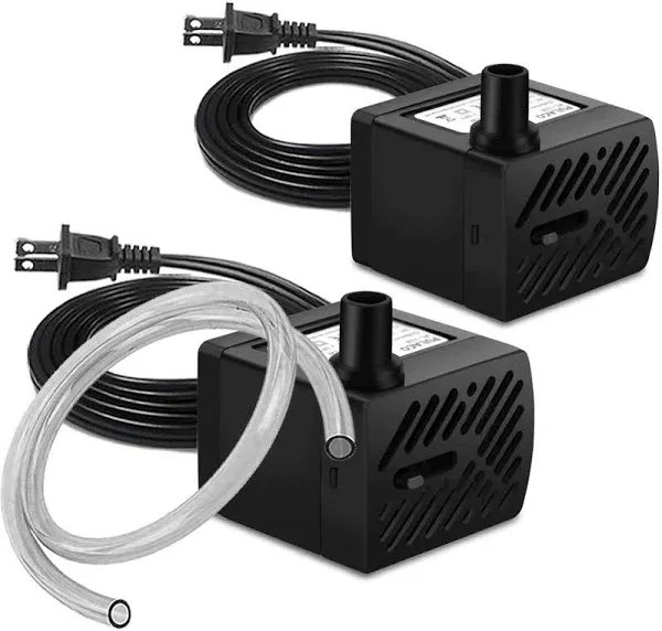 PULACO 2Pcs Mini Fountain Pump 50GPH 3W, Ultra Quiet Submersible Water Pump for