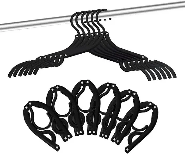 12 PCS Travel Hangers - Cruise Ship Essentials Portable Folding Clothes Hangers Travel Accessories Foldable Clothes Drying Rack for Travel (Black)