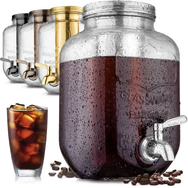 Zulay Kitchen 1.5 Liter Cold Brew Coffee Maker with Extra Thick Glass Carafe & Stainless Steel Mesh Filter