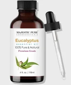 MAJESTIC PURE Eucalyptus Essential Oil | 100% Pure and Natural Eucalyptus Oil | Premium Grade Essential Oils for Hair Care, Home Diffusers, Skin, Aromatherapy, Massage and Humidifiers | 1 Fl Oz