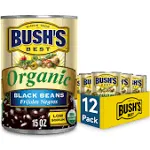 BUSH'S BEST Organic Beans, 15 Ounce Can ,Canned Beans,USDA Certified Organic, Source of Plant Based Protein and Fiber, Low Fat, Gluten Free (Pack of 12)