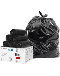 EDI Black Trash Can Liners, 45-Gallon Capacity (48" x 40", 16-Micron) (200 Count)