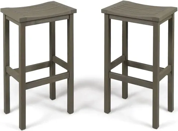 Christopher Knight Home Caribbean Outdoor 30" Acacia Wood Barstools, 2-Pcs Set, Natural Stained