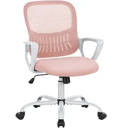 Smug Office Chair, Mid Back Computer Ergonomic Mesh Desk with larger Seat, Executive Height Adjustable Swivel Task with Lumbar Support and Armrests