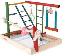 Bird Life Wood Playpen – Perfect for Cockatiels and Conures - Large Multicolor