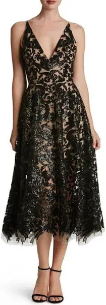 Dress the Population Women's Blair Lace Midi Dress