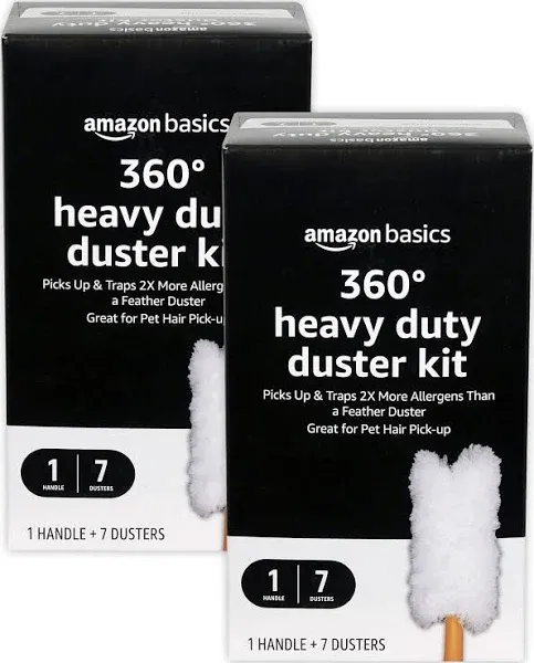 Amazon Basics 360 Heavy Duty Duster Kit, 16 Count Total, Pack of 2 (7 White 