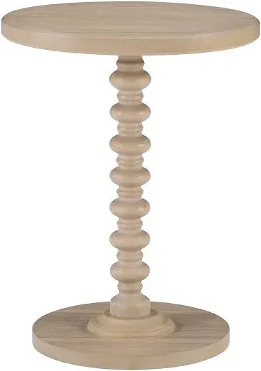 Powell Natural Tarkin Round Wood Turned Spindle Pedestal Side Accent Table