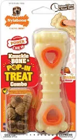 Nylabone Power Chew Knuckle Bone & Pop-In Treat Toy Combo Chicken