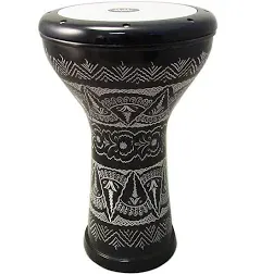 The 17'' Wave Zaza Percussion Egyptian Style Darbuka Doumbek (Black - Engraved)