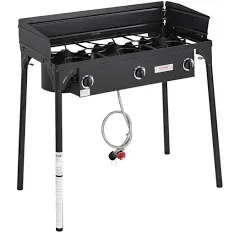 Portable Propane 225,000-btu 3 Burner Gas Cooker Outdoor Camping Stove Grill