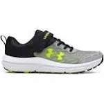 Under Armour Girls' Little Kid Assert 10 Wide Preschool Running Shoes | Grey/Black/Yellow | Size 13.5 - Little Kid